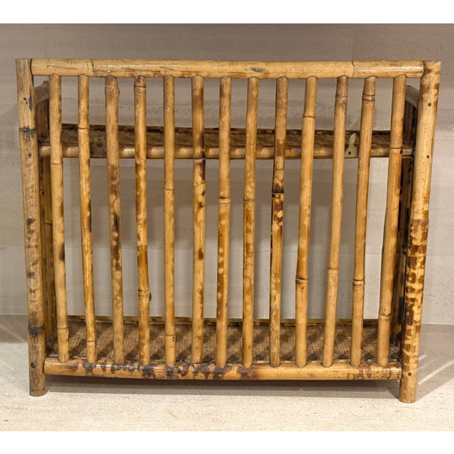 Tortoise Rattan Burnt Bamboo Wall or Tabletop Shelf For Sale - Image 9 of 12
