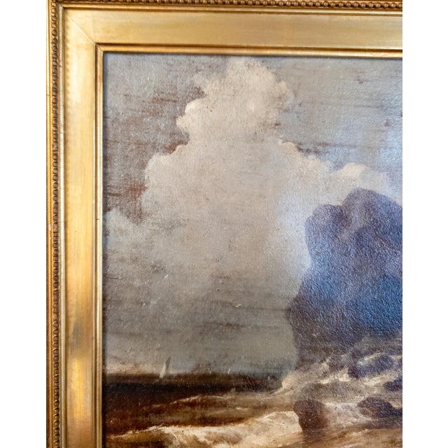 Wood 18th Century European Seascape Painting in Gold Cove Frame For Sale - Image 7 of 12