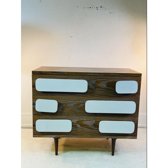 Abstract Modernist White & Cerused Oak Cabinets - a Pair For Sale - Image 3 of 12