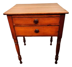 Antique American 2 Drawer Sheraton Cherry Work Table
