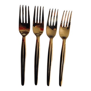 90's Present by Austria Vienna Gold Stainless Dinner Forks S/4 For Sale