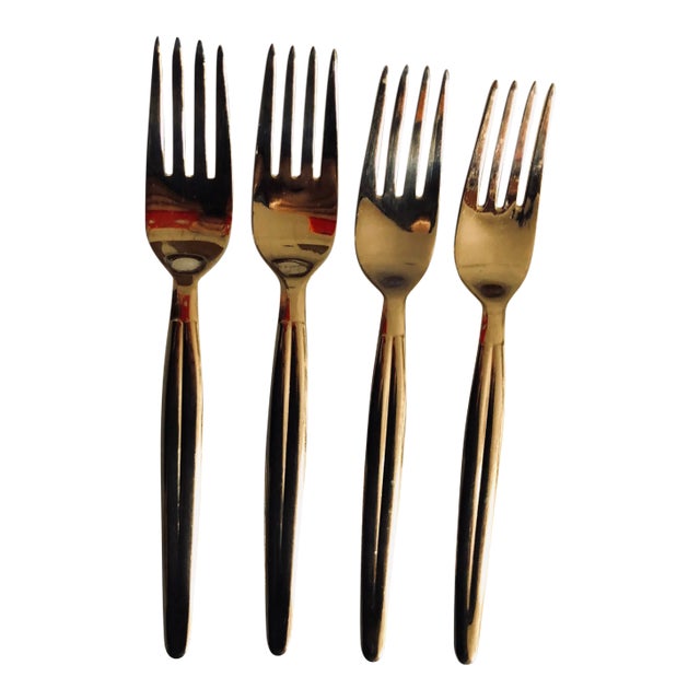 90's Present by Austria Vienna Gold Stainless Dinner Forks S/4 For Sale