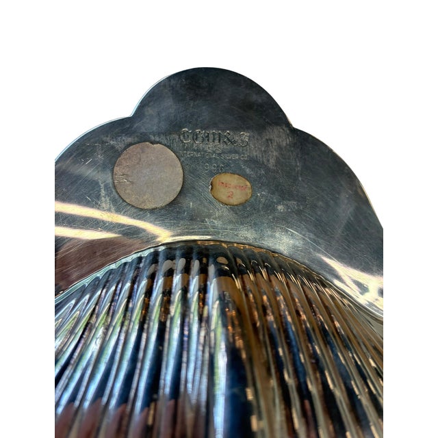 Vintage Silverplate Scallop Shell Dish With Engraved Crest For Sale - Image 4 of 5