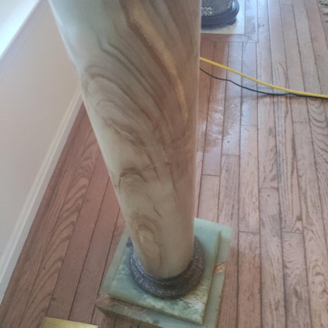 1910s 19th Century Green Onyx Pedestal With Bronze Scrolling Sleeves For Sale - Image 5 of 10