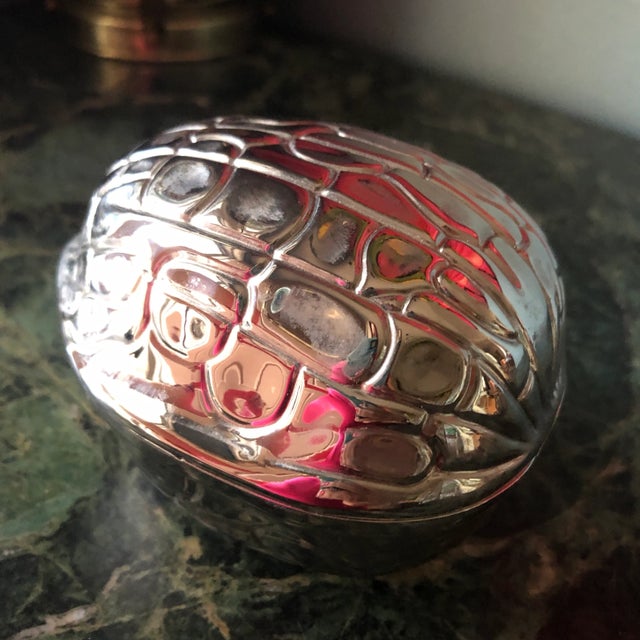 Art Deco 1970s Silver Nut Shaped Catchall Box For Sale - Image 3 of 10