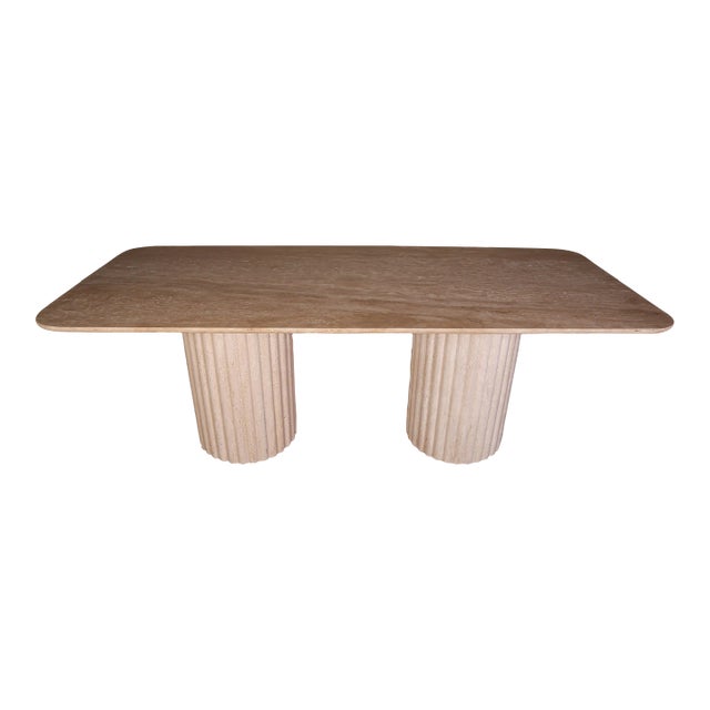 Ray Travertine Dining Table 72" For Sale