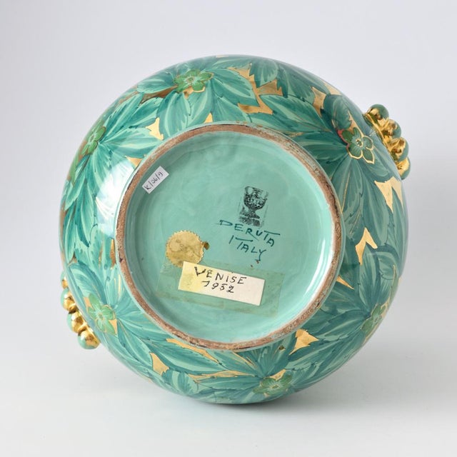 Italian Green and Gold Vase from Maioliche Deruta, 1960s For Sale - Image 9 of 12