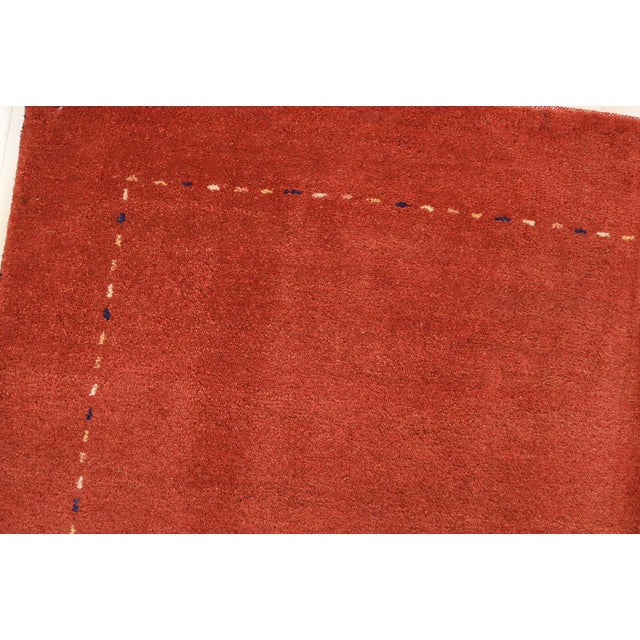 Gabbeh Runner 3'3'' X 6'9'' Red Wool Contemporary Hand-Knotted Rug For Sale In Philadelphia - Image 6 of 12