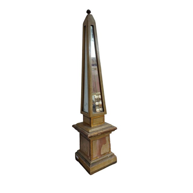 19th Century Florentine Obelisk in Mirror & Wood For Sale - Image 4 of 4