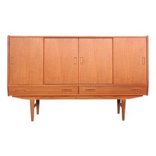 Teak Highboard with Sliding Doors from Westergaard, 1960s For Sale