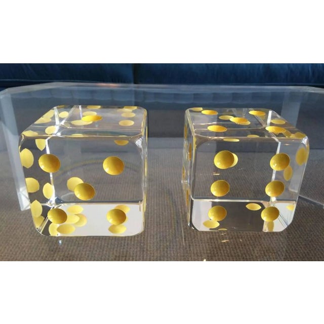1960s Oversized Dice Bookends in Lucite by Charles Hollis Jones - A Pair For Sale In Los Angeles - Image 6 of 7