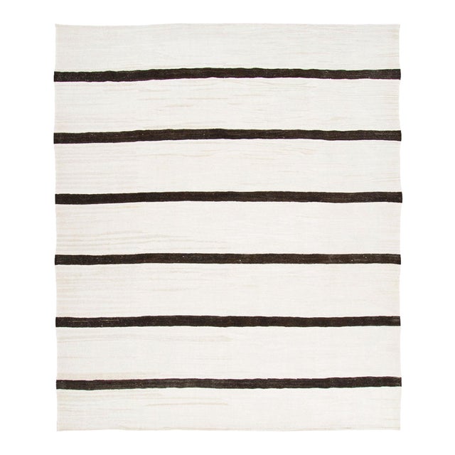 Vintage Turkish Kilim Hemp Rug With Stripes by Rug & Kilim, 1950-1959 For Sale