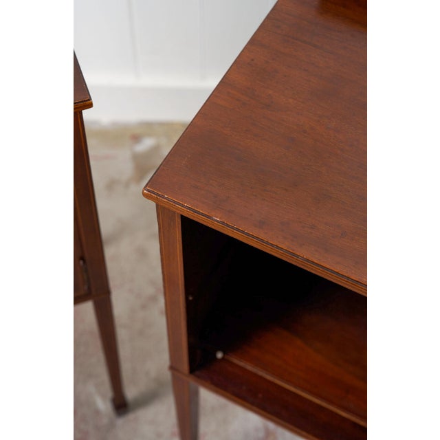 Pair of English Mahogany Bedside Cupboards (C. 1920) For Sale - Image 12 of 14