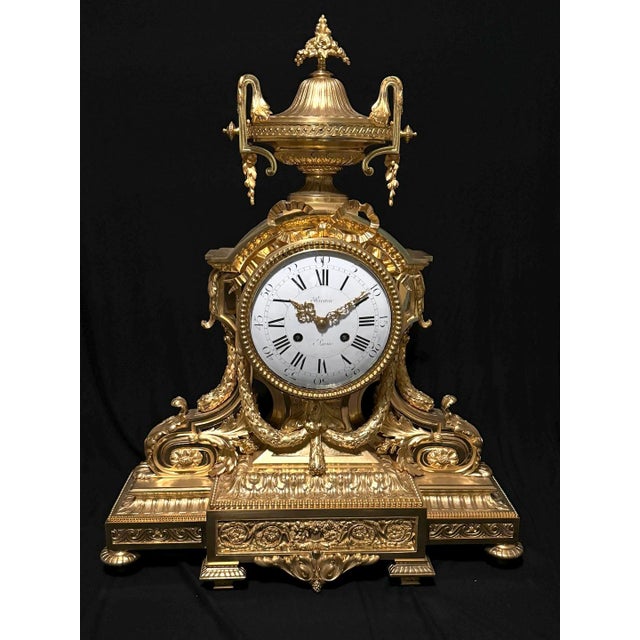 French 1860s S Marti Napoleon III Gold Ormolu Bronze Clock For Sale - Image 3 of 17