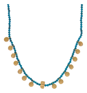 Bohemian Turquoise Coin Charm Choker Necklace