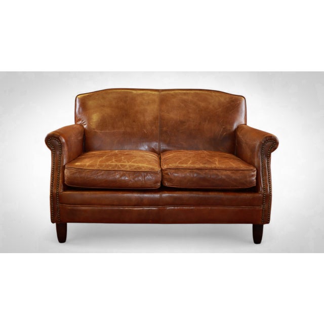 Small Gordon 2 Seater Sofa in Antique Whisky Cigar Leather from Coach House For Sale - Image 10 of 10