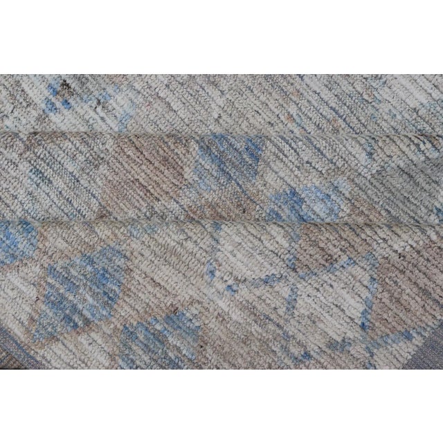 Oversized Modern Casual All-Over Diamond Design in Blue, Taupe, and Cream 13'10 X 19'10 For Sale - Image 12 of 12