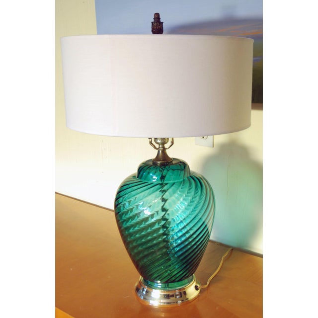 Vintage Green Glass Table Lamp Chairish