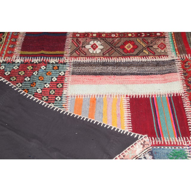 Authentic Patchwork From Antique Tribal Kilims & Rug – Anatolian Craftsmanship -5' 11'' X 7' 11'' For Sale - Image 12 of 12