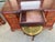 Mid Century Mahogany Chippendale/Georgian Style Vanity With Swinging Mirror and Round Upholstered Stool With Original Tags, 2 Pieces For Sale - Image 6 of 14