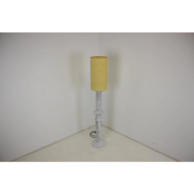 -Good condition -New handmade shade made of parchment paper -Stand made of glazed ceramics. Up to 250V (Europe/UK...