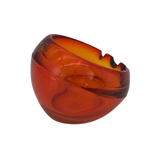 Viking Glass Orb Ashtray in Persimmon Orange For Sale - Image 4 of 7