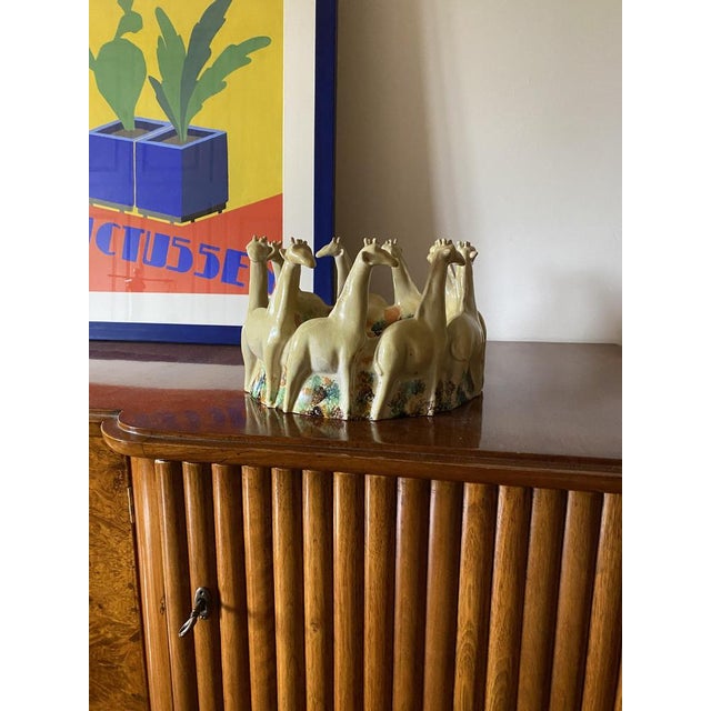 Postmodern Giraffe Ceramic Centerpiece or Vide Poche from ND Dolfi Montelupo Italy, 1990s For Sale - Image 4 of 18