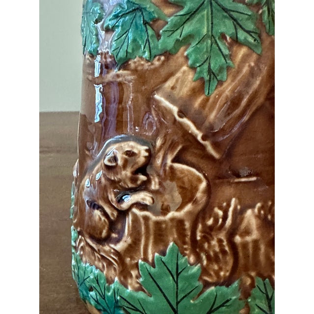 Vintage Shafford Ceramic Beaver Mug Hand Painted Relief Art Pottery Stein For Sale - Image 9 of 11