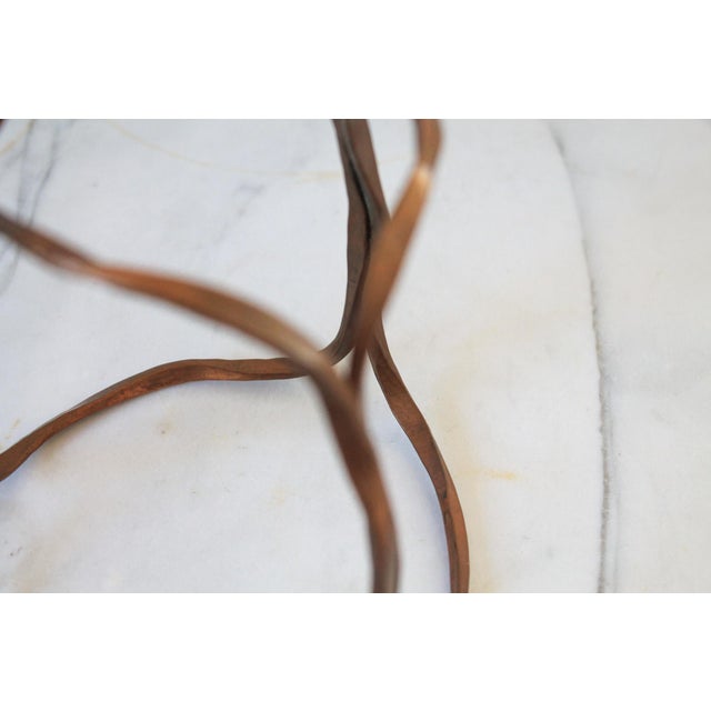 Vintage Hand Forged Copper Brutalist Bowl on Stand For Sale - Image 10 of 10