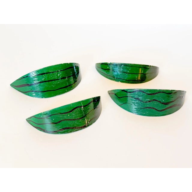 Wood Vintage Folk Art Watermelon Napkin Rings For Sale - Image 7 of 13