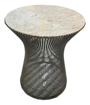Steel Side Tables with Beige Veined White Marble Top, 1990s