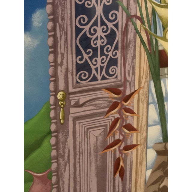 Paper John Kiraly Signed Limited Edition Serigraph 167/300, Tropical Island Doorway, Framed For Sale - Image 7 of 7