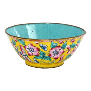 Chinese Yellow Enameled Bowl 1930's For Sale