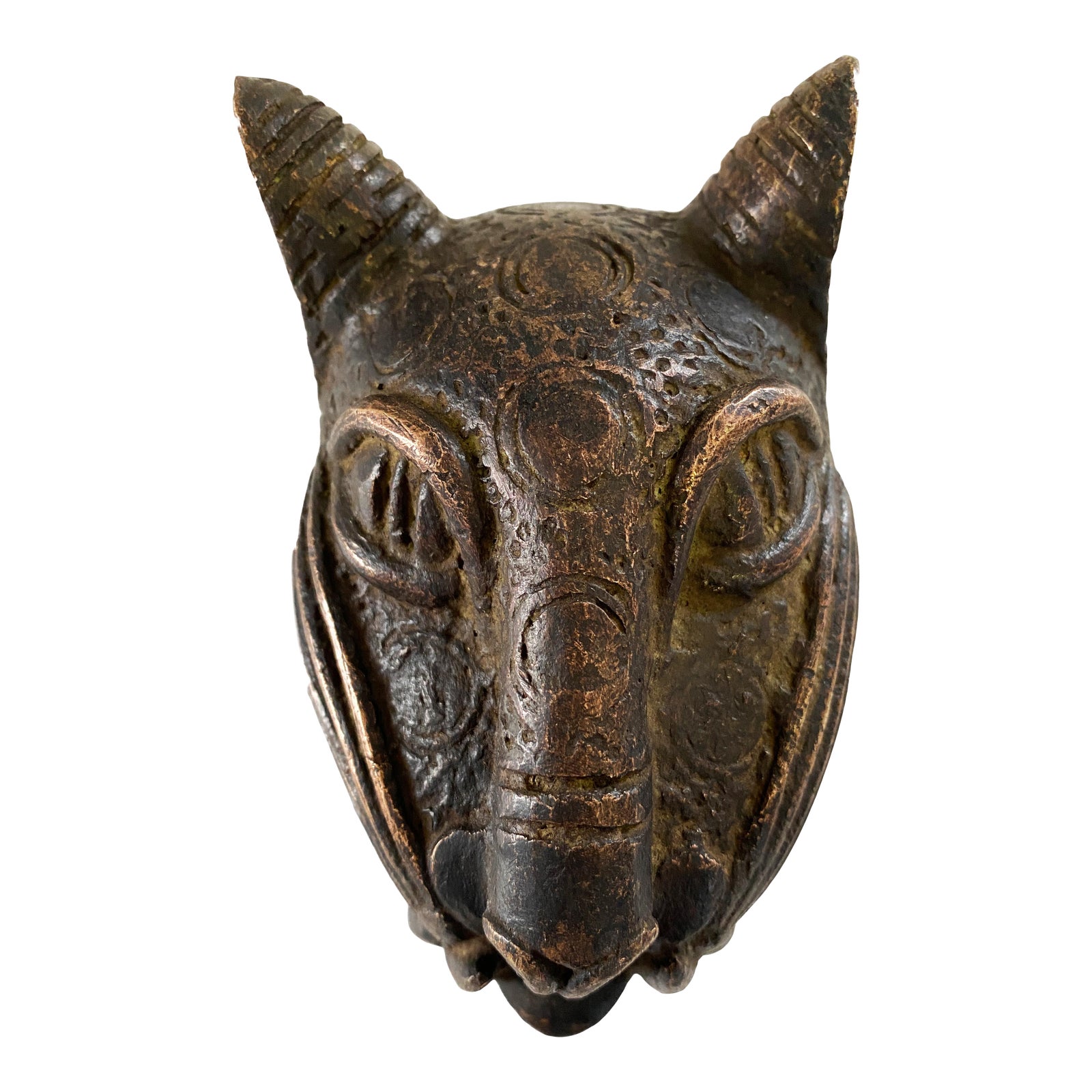 Benin Bronze Leopard Head Nigeria African Chairish