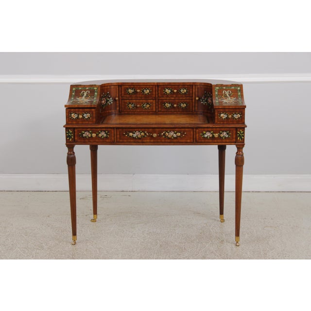 Maitland Smith Adams Style Paint Decorated Mahogany Carlton House Desk For Sale - Image 15 of 18