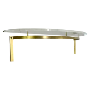 Hollywood Regency Brass and Acryl Glass Wall Board Unit, 1970s