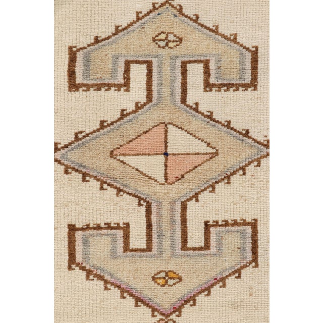 Vintage Tribal Rug in White & Beige-Brown Geometric Pattern, Pastel Accents For Sale In New York - Image 6 of 7