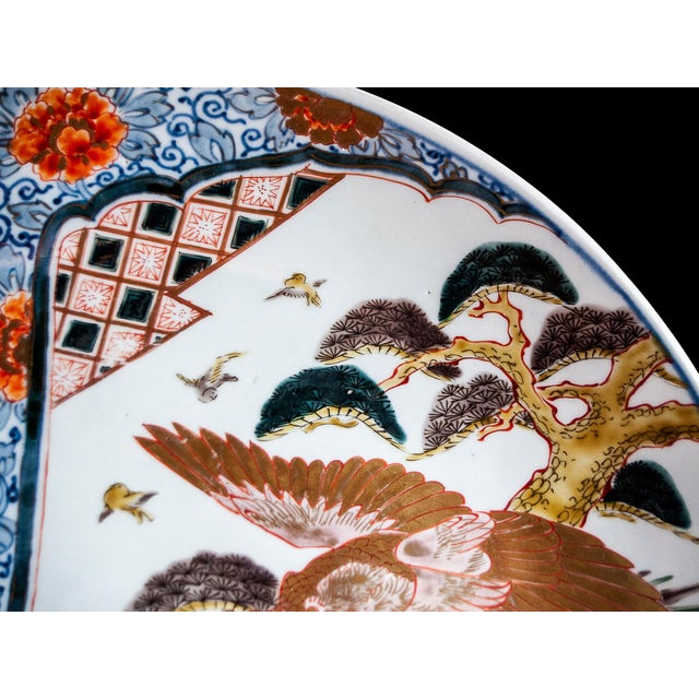 Blue Late 19th Century Imperial Imari Charger With Gilded Eagle and Gilded Flying Crane For Sale - Image 8 of 11