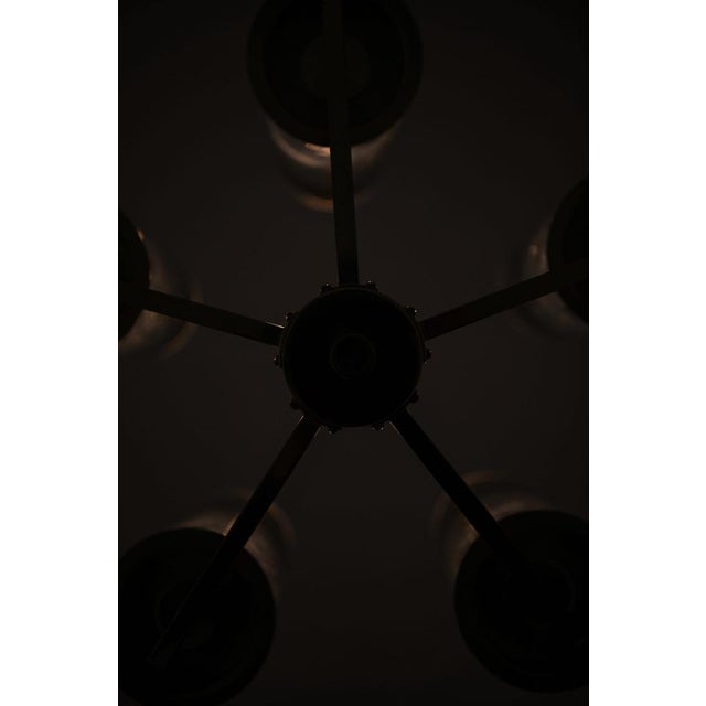 Gold Ceiling Lamp with Amber-Tinted Glass Shade from Hans-Agne Jakobsson, 1950s For Sale - Image 8 of 9