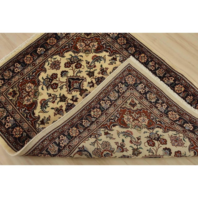 Fine Kashmar Rug 3’5′ X 4’8” Ivory Wool Traditional Hand-Knotted Carpet For Sale - Image 11 of 12