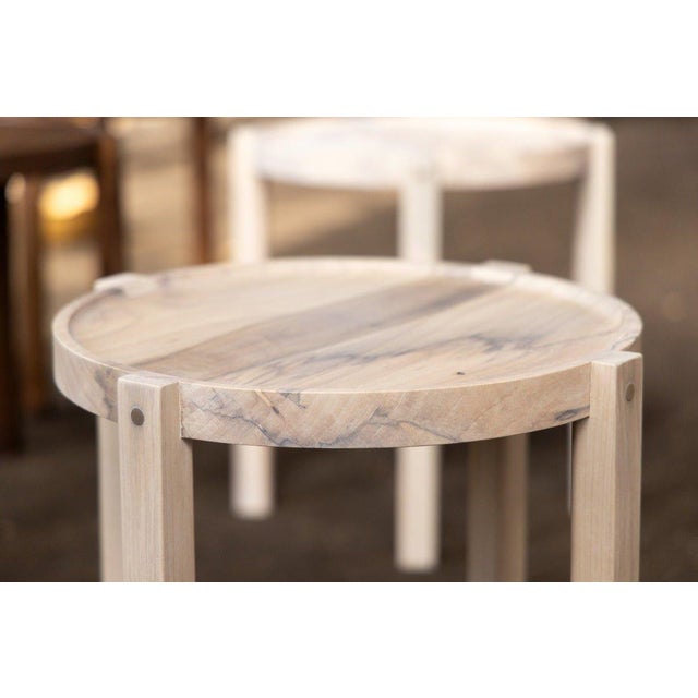 Alabama Sawyer Small Contemporary Light Color Wood Side Table With Metal Details For Sale - Image 4 of 7