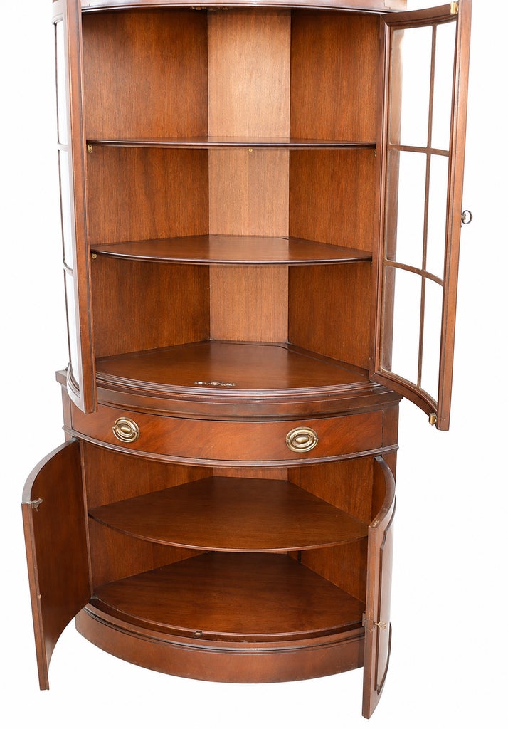 1950s Vintage Drexel New Travis Court Bow-Front Corner China Cabinet — view 6