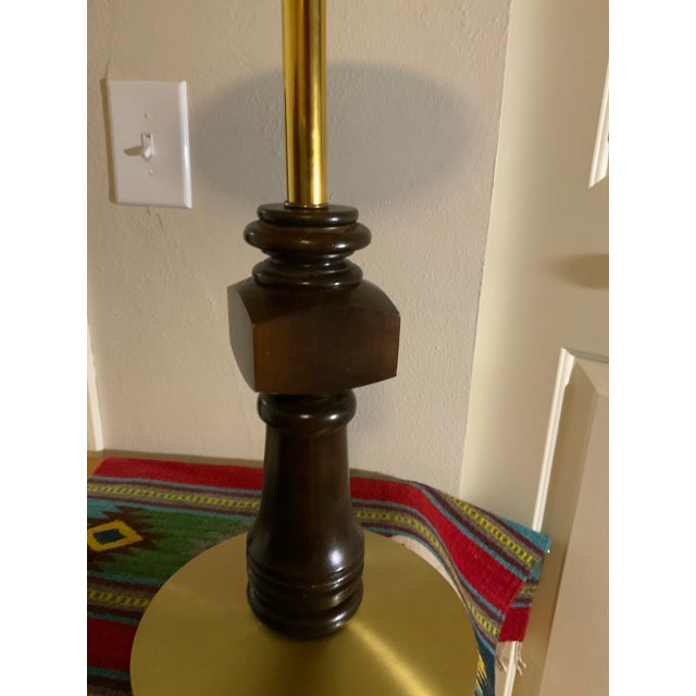 Mid 20th Century Hollywood Regency Brass and Turned Wood Smoking Stand Ashtray For Sale - Image 6 of 11