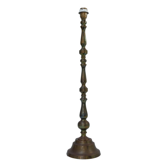 Tall Danish Brass Table Lamp, 1910s For Sale
