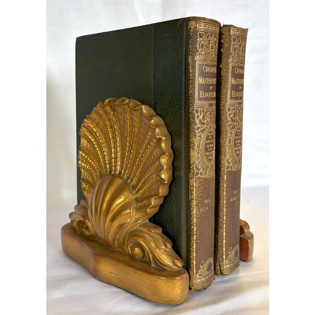 Vintage Italian Neoclassical 'Borghese' Seashell Motif Bookends- A Pair For Sale In West Palm - Image 6 of 12