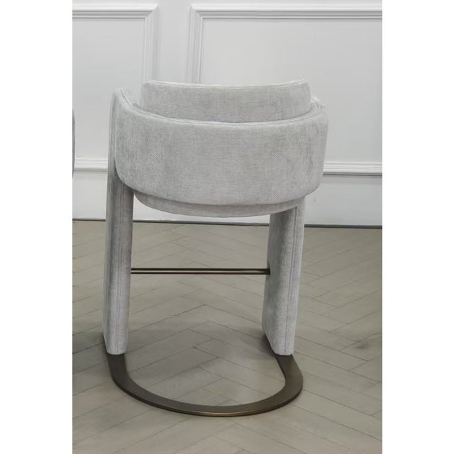 Indigo Upholstered Counter Chair in White With Brass Base For Sale In Los Angeles - Image 6 of 9