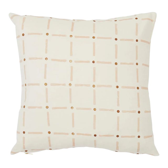 Schumacher x Caroline Z Hurley Drifting Grid Pillow In Petal For Sale