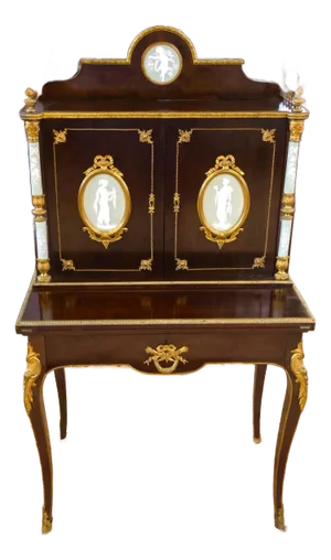19th Century French Bronze Jasperware Ladies Desk Attr to Charles Guillame Diehl