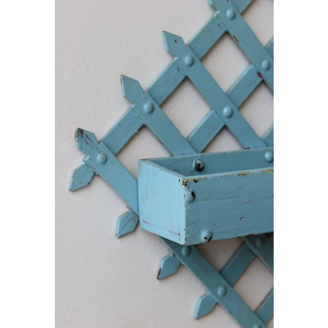 Early 20th Century Antique Folk Art Diamond-Form Lattice Back Wall Pocket, Early 20th Century For Sale - Image 5 of 15