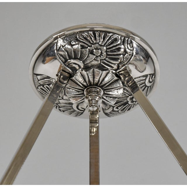 French Art Deco Pendant Light by Loys Lucha - 1930 Chandelier France For Sale - Image 10 of 14